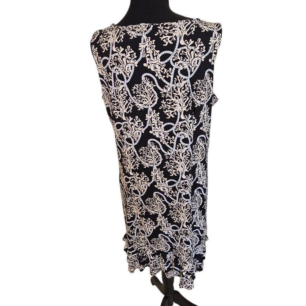 Lulu B Womens Coral Rope Print UPF 50 Sleeveless Travel Dress Black White Large - Picture 2 of 11